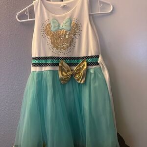 Gold and Teal Minnie Mouse Dress